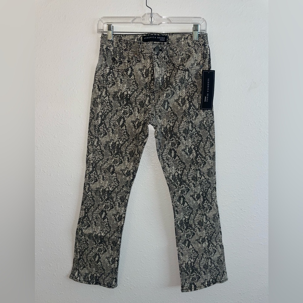 NWT Veronica Beard Jeans - Snake skin print cropped baby boot